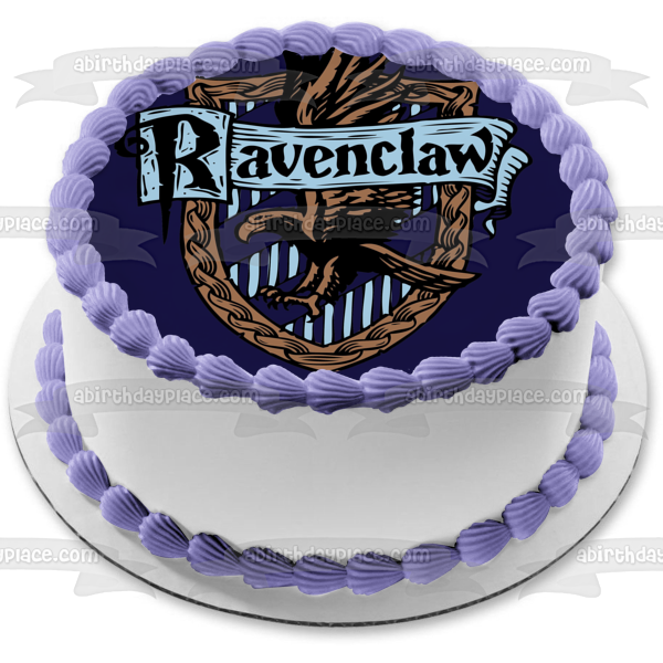 Harry Potter Hogwarts Ravenclaw Crest Blue Background Edible Cake Topper Image ABPID27813 Cheap