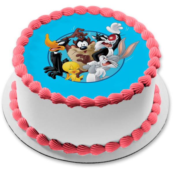 Looney Tunes Tazmanian Devil Daffy Duck Sylvester Tweety Bird Bugs Bunny Edible Cake Topper Image ABPID15404 Online now