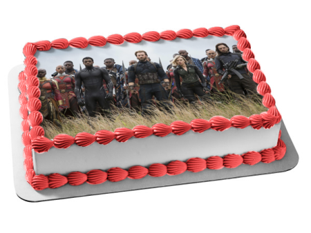 Avengers Infinity War Iron Man Thor The Hulk Black Widow and Bucky Barnes Edible Cake Topper Image ABPID01806 For Cheap