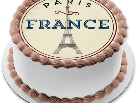 Paris France Eiffel Tower Pink Background Edible Cake Topper Image ABPID09800 Online