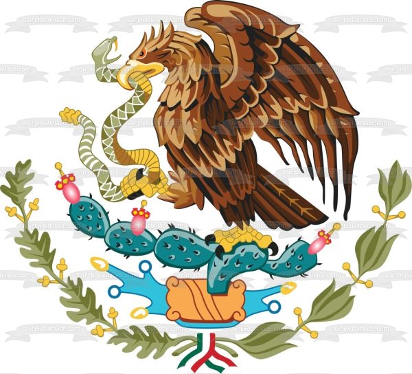 Mexican Flag National Coat of Arms Edible Cake Topper Image ABPID07361 Online Sale