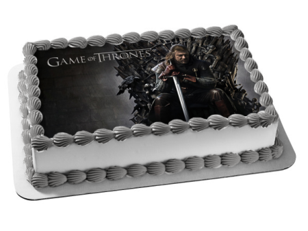 Game of Thrones Eddard Stark Sitting on the Iron Throne Edible Cake Topper Image ABPID01864 For Discount