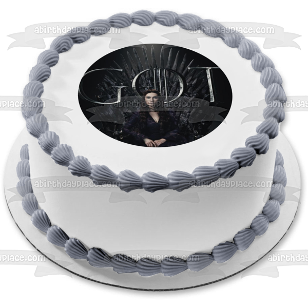 Game of Thrones Melisandre Iron Throne Black Background Edible Cake Topper Image ABPID27272 Online now