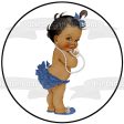 African American Baby Girl Blue Hairbow Bloomers Shoes White Necklace Edible Cake Topper Image ABPID27736 For Cheap