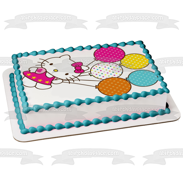 Hello Kitty Happy Birthday Colorful Balloons Edible Cake Topper Image ABPID09806 For Discount