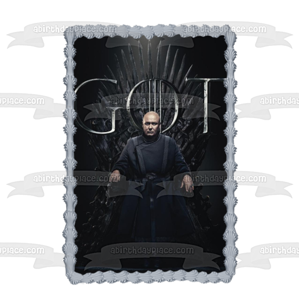 Game of Thrones Lord Varys Iron Throne Black Background Edible Cake Topper Image ABPID27287 For Discount