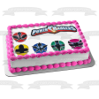 Power Rangers Logo Faces Red Ranger Yellow Ranger Blue Ranger Green Ranger Pink Ranger Edible Cake Topper Image ABPID27571 Fashion