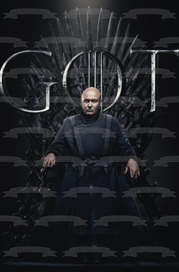 Game of Thrones Lord Varys Iron Throne Black Background Edible Cake Topper Image ABPID27287 For Discount