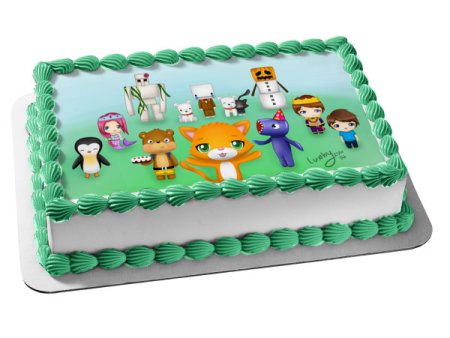 Mr. Stampy Cat and Friends Mittens Henry Norman the Snow Golem Hatty Hatington Edible Cake Topper Image ABPID27249 Online Sale