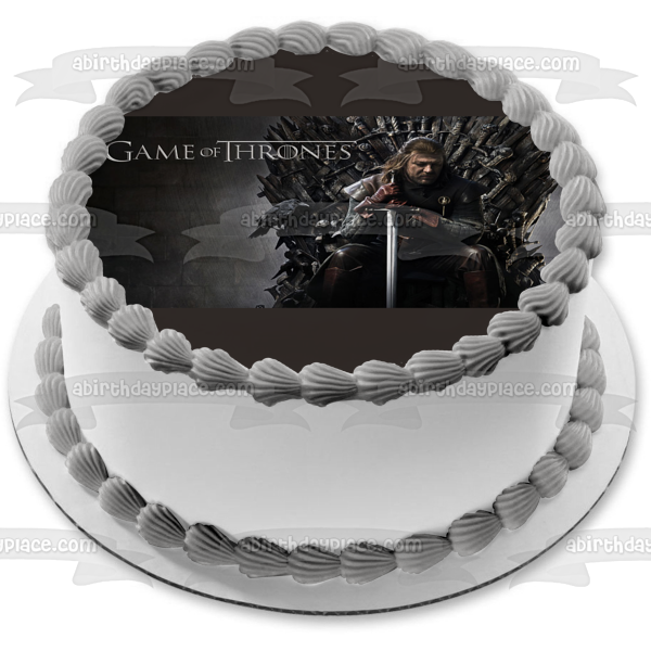 Game of Thrones Eddard Stark Sitting on the Iron Throne Edible Cake Topper Image ABPID01864 For Discount