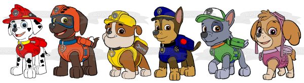 Paw Patrol Chase Everest Skye Zuma Marshall Rocky Edible Cake Topper Image ABPID09750 on Sale