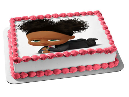 African American Girl Boss Baby Gold Watch Edible Cake Topper Image ABPID27727 Sale