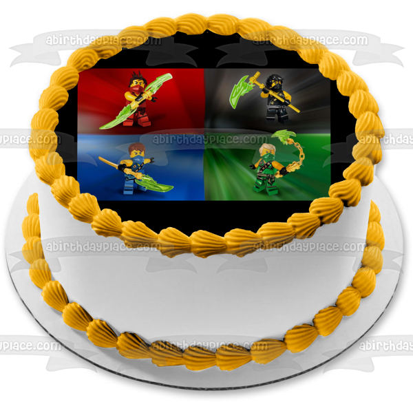 LEGO Ninjago Tournament Lloyd Kai Jay Cole Edible Cake Topper Image ABPID27542 Online Hot Sale