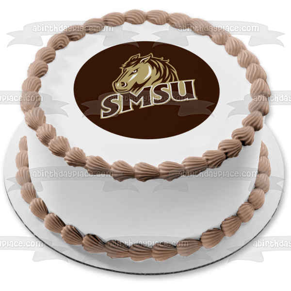 Southwest Minnesota State University Mustangs Logo Edible Cake Topper Image ABPID27716 Fashion