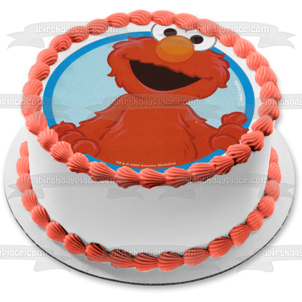 Sesame Street Elmo Blue Round Background Edible Cake Topper Image ABPID04110 Discount