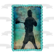 Lacrosse Player Silhouette Blue Background Edible Cake Topper Image ABPID27707 Sale