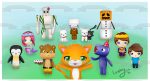 Mr. Stampy Cat and Friends Mittens Henry Norman the Snow Golem Hatty Hatington Edible Cake Topper Image ABPID27249 Online Sale