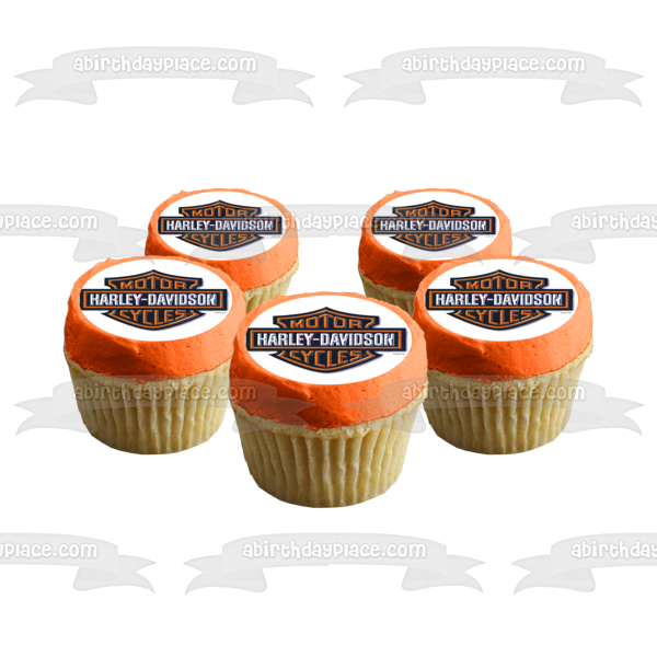 Harley Davidson Orange Logo Metal Appearance Edible Cake Topper Image ABPID27240 on Sale