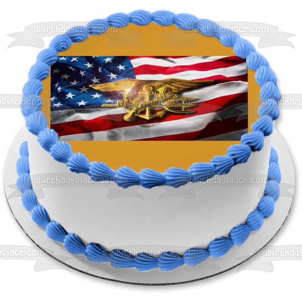 United States Military Navy Seal American Flag Edible Cake Topper Image ABPID22332 Cheap