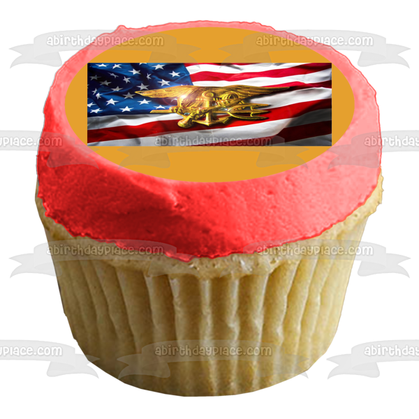 United States Military Navy Seal American Flag Edible Cake Topper Image ABPID22332 Cheap